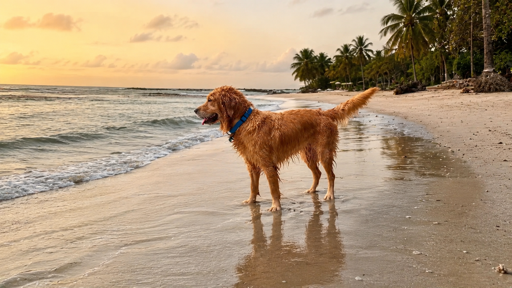 Perro disfrutando de la playa en Fuerteventura